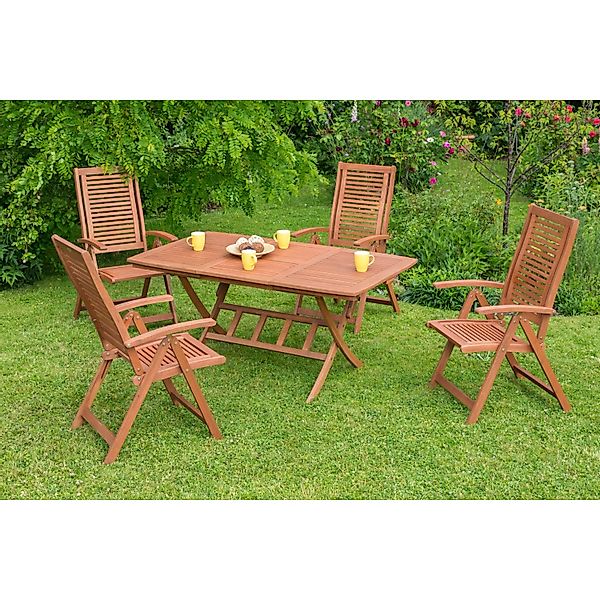 Gartenmöbel-Set Cordoba 5-tlg. Braun inkl. Tisch 110/160 cm x 90 cm günstig online kaufen