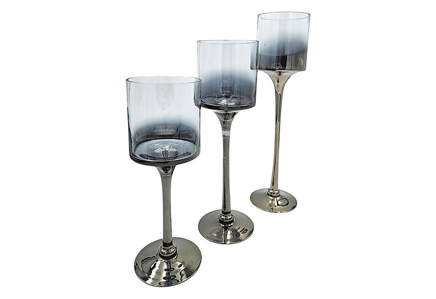 Meinposten Kerzenleuchter aus Glas 3er Set Kerzenglas Windlicht Weihnachten günstig online kaufen