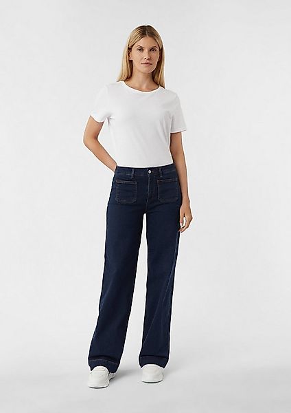 comma Weite Jeans Jeans-Hose Elastische Wide-Leg-Jeans mit aufgesetzten Tas günstig online kaufen