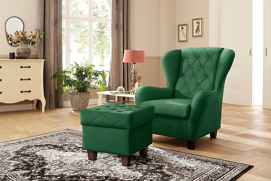 Home affaire Ohrensessel Alexandra, incl. Hocker, günstig online kaufen