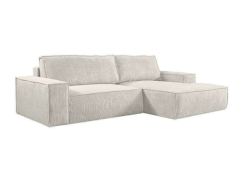 Ecksofa mit Schlaffunktion - Ecke Rechts - Cord - Beige - AMELIA günstig online kaufen