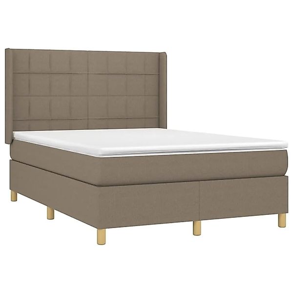 vidaXL Boxspringbett mit Matratze & LED Taupe 140x190 cm Stoff 3138873 günstig online kaufen