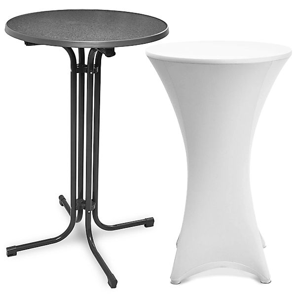 Beautissu Bellini Stehtisch Ø 60cm Grau mit Stella Stehtischhusse Ø 60cm We günstig online kaufen