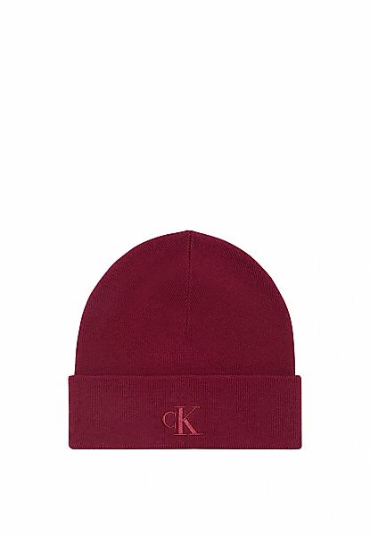 Calvin Klein Strickmütze "CK FINE RIB BEANIE" mit Markenlogo günstig online kaufen