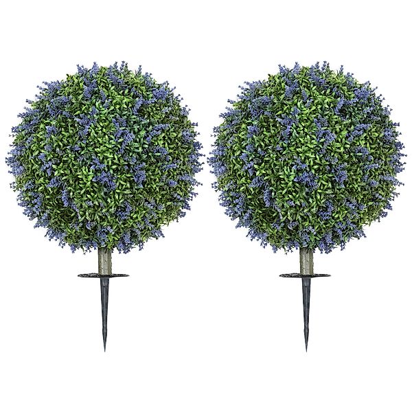 HOMCOM 2er-Set Künstlicher Lavendel 60 cm künstliche Pflanzen mit UV Schutz günstig online kaufen