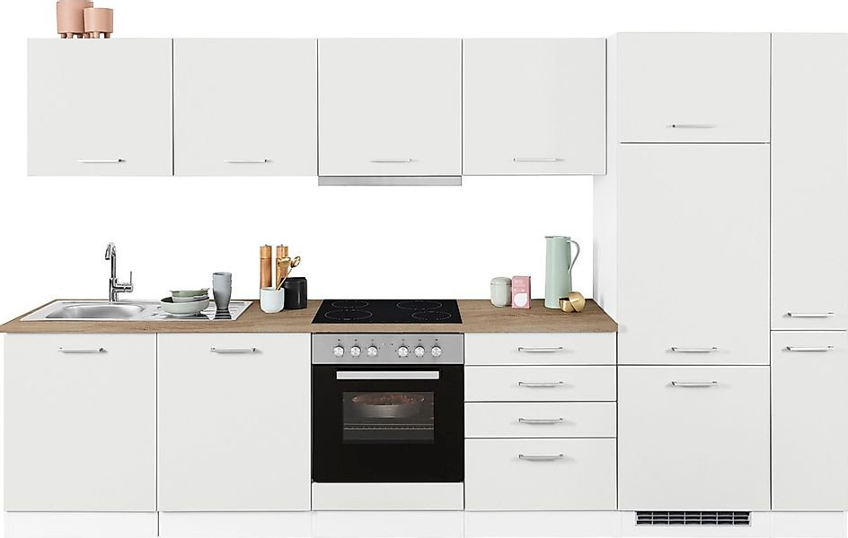 KOCHSTATION Küchenzeile »KS-Visby«, mit E-Geräten, Breite 330 cm für Kühlsc günstig online kaufen