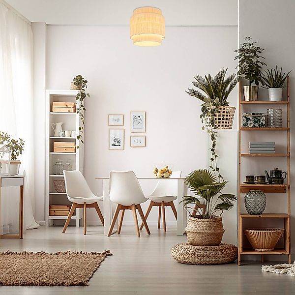 Briloner Leuchten Deckenleuchte LED Deckenlampe E27 Boho Natur Beige Wohnzi günstig online kaufen