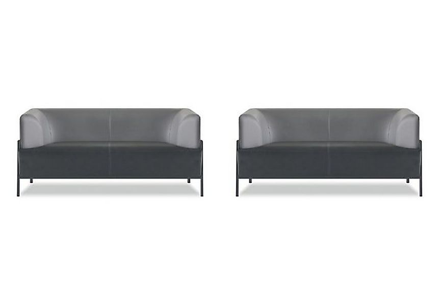 JVmoebel 2-Sitzer Schwarze Kunstleder Arbeitszimmer Sitzmöbel Moderne 2x 2- günstig online kaufen
