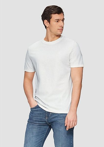 s.Oliver T-Shirt T-Shirt mit Flammgarnstruktur kurzarm, Rundhals, Logo günstig online kaufen