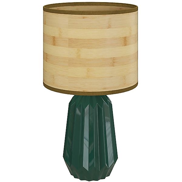 HOMCOM Tischlampe mit Keramikfuß und Leinen-Schirm Nachttischlampe im Retro günstig online kaufen