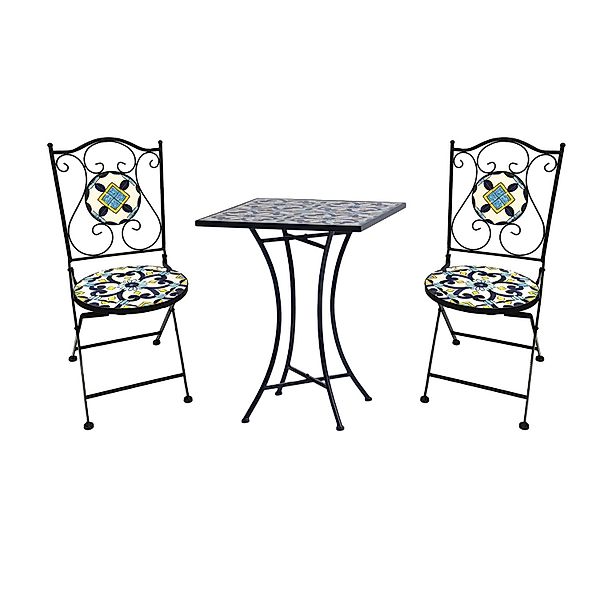 Moawo Mosaik Sitzgarnitur Set 3teilig Sitzgruppe Gartenmöbel Tisch Stühle 7 günstig online kaufen