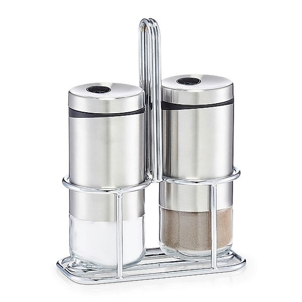 Zeller Salz-/Pfefferstreuer-Set silber Glas B/H/L: ca. 6,6x15,7x12,7 cm günstig online kaufen