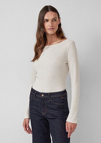 s.Oliver Langarmshirt T-Shirt Geripptes Langarmshirt mit Knopf-Detail am Ar günstig online kaufen