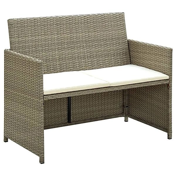 vidaXL 2-Sitzer-Gartensofa mit Polstern Beige Poly Rattan 46396 günstig online kaufen