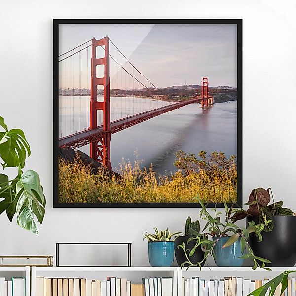Bild mit Rahmen Architektur & Skyline - Quadrat Golden Gate Bridge in San F günstig online kaufen