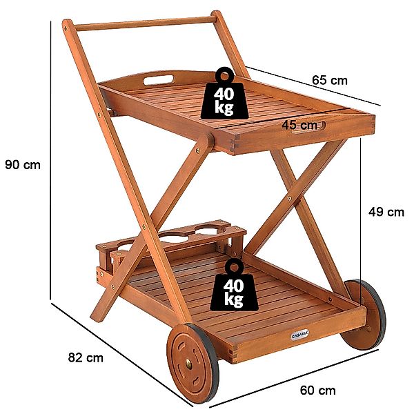 Servierwagen mit Rollen Akazienholz FSC®-zertifiziert günstig online kaufen