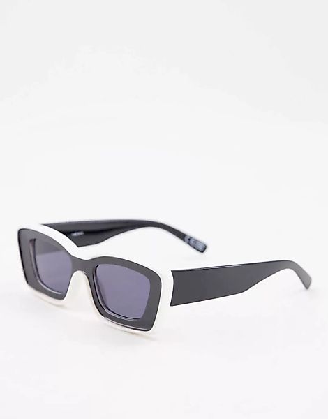 ASOS DESIGN – Sonnenbrille in Schwarz-Weiß mit breitem Rahmen und abgeschrä günstig online kaufen
