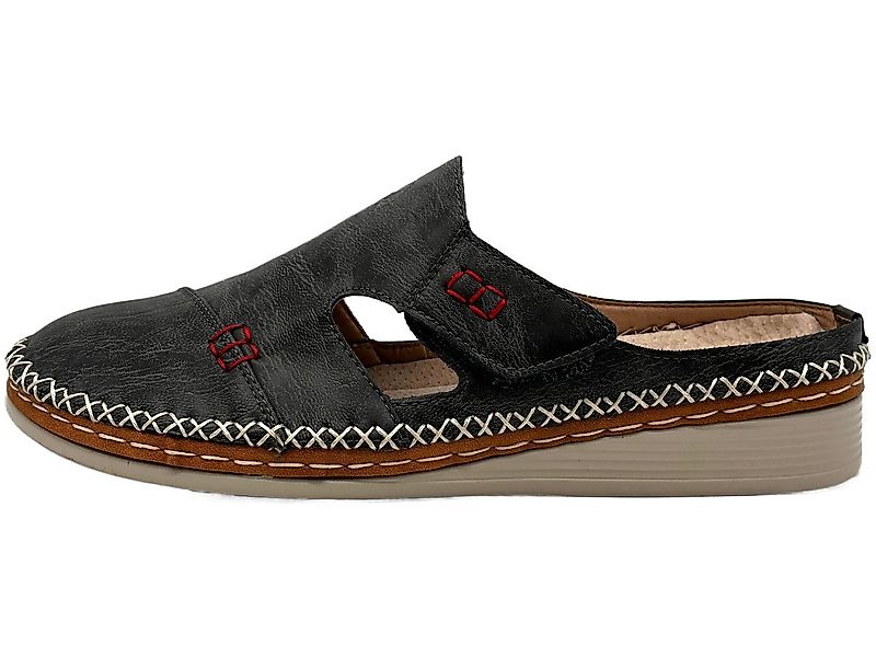 Nowaland Bequeme Damen-Pantolette mit Klettverschluss und Ziernähten Pantol günstig online kaufen