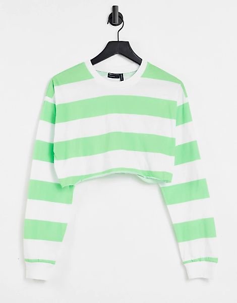 ASOS DESIGN – Langärmliges Shirt mit sehr kurzem Schnitt, Streifen, Bündche günstig online kaufen