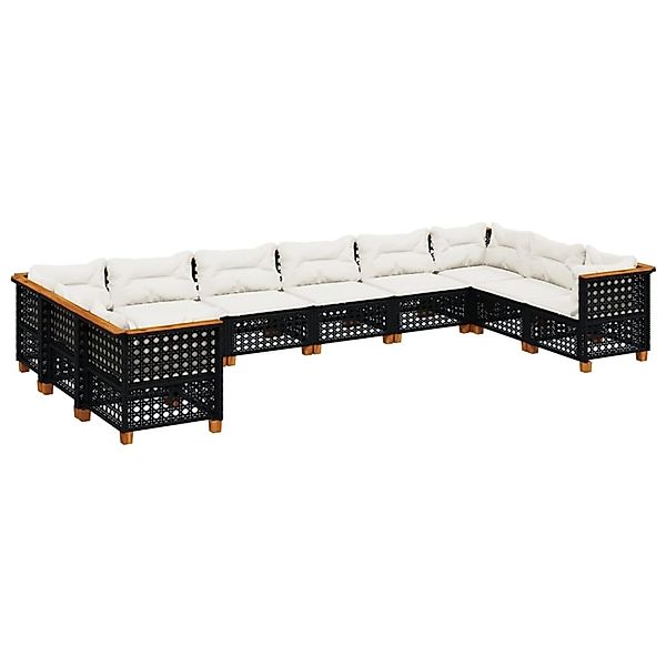 vidaXL 10-Tlg Garten-Sofagarnitur mit Kissen Schwarz Poly Rattan 3262022 günstig online kaufen