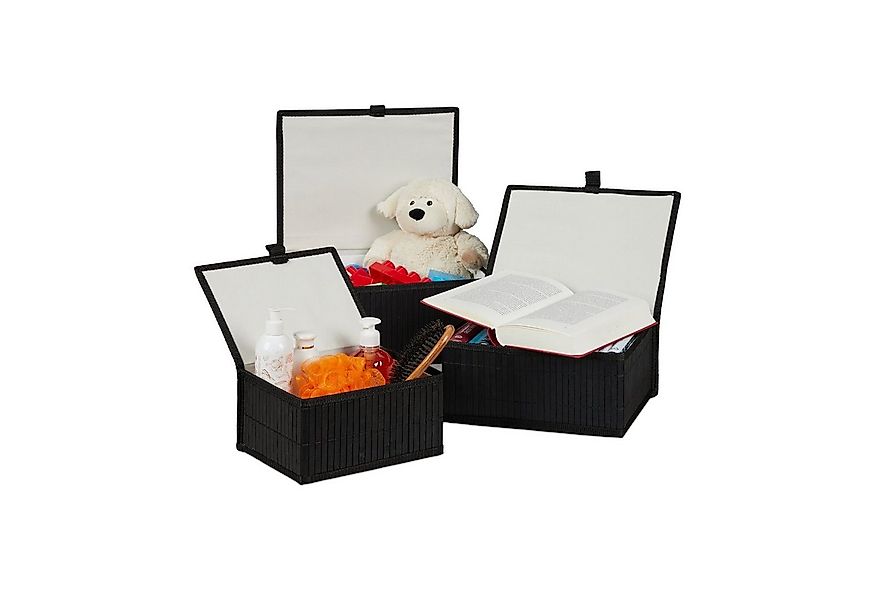 relaxdays Aufbewahrungskorb 3er Set, schwarz günstig online kaufen