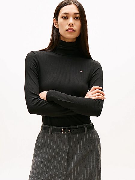 Tommy Hilfiger Langarmshirt "SLIM 5X2 RIB ROLL-NK LS", in gerippter Struktu günstig online kaufen