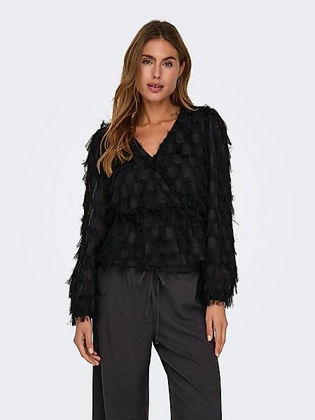 JACQUELINE de YONG Shirttop V-Ausschnitt Langarm mit Fransen JDYMIMI L/S V- günstig online kaufen