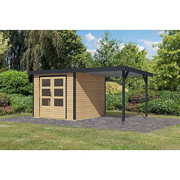 Karibu Gartenhaus Ernesto 3,5 A Anbaudach Natur/Anthrazit 209 x 238 x 242 c günstig online kaufen