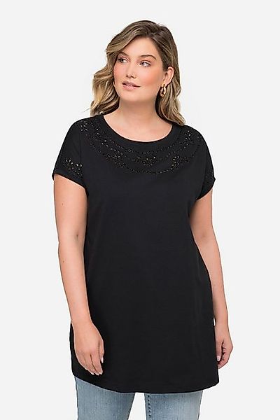 MIAMODA T-Shirt T-Shirt oversized Loch-Stickereien Rundhals günstig online kaufen