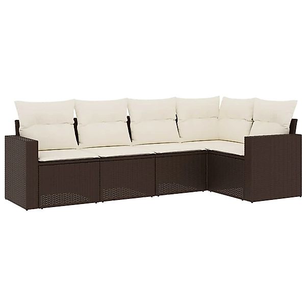 vidaXL 5-Tlg Garten-Sofagarnitur mit Kissen Braun Poly Rattan 3218923 günstig online kaufen