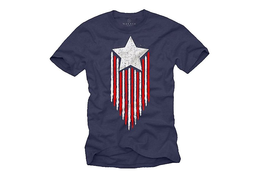 MAKAYA T-Shirt Herren Amerika Flagge USA Fahne Stern US Vintage Star Americ günstig online kaufen