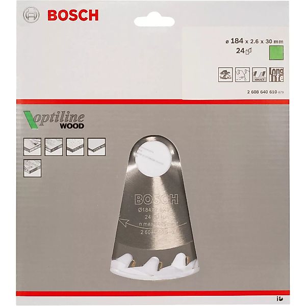 Bosch Hartmetall Kreissägeblatt 184 mm x 30 mm x 2,6 mm günstig online kaufen