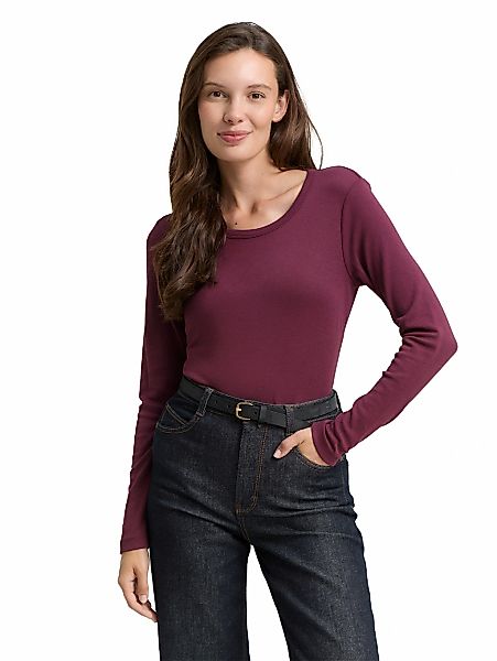 TOM TAILOR Langarmshirt, mit Rundhalsausschnitt und Stretch günstig online kaufen