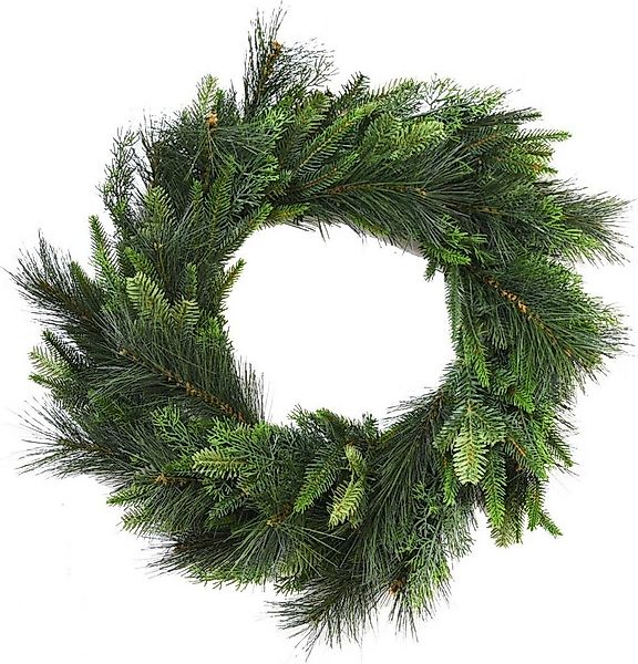 Kunstkranz Kunststoff SERTO Rund - Grün Naturgetreu, VIVANNO, Höhe 15 cm, 7 günstig online kaufen