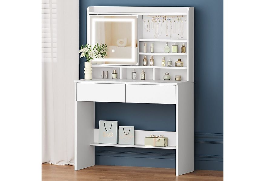 ALFORDSON Schminktisch mit 2 Schubladen und Schmuckhalter, LED-Spiegel stuf günstig online kaufen