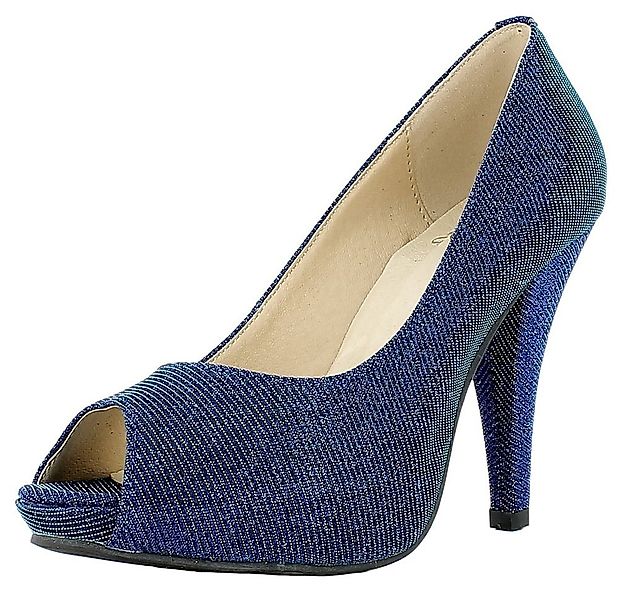 Andrea Conti Glitzer Peeptoe Damen Schuhe - Blau Pumps günstig online kaufen