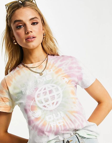 French Connection – You Me – T-Shirt mit kurzem Schnitt und Batikmuster-Meh günstig online kaufen