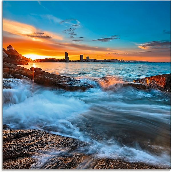 Artland Glasbild "Sonnenuntergangszeit am Hua-Hin Strand" Gewässer 1 Stk. t günstig online kaufen