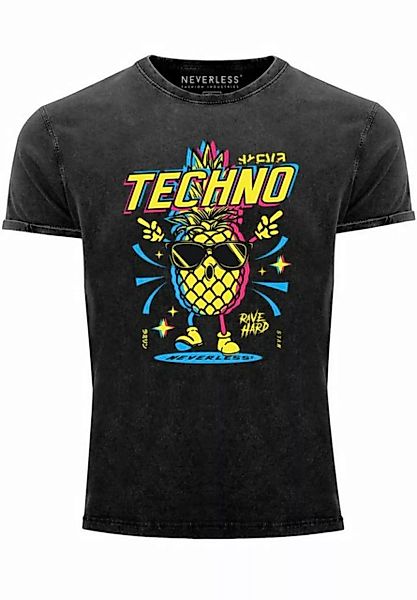 Neverless Print-Shirt Herren Vintage Shirt Techno Tanzen Lustig Ananas Rave günstig online kaufen