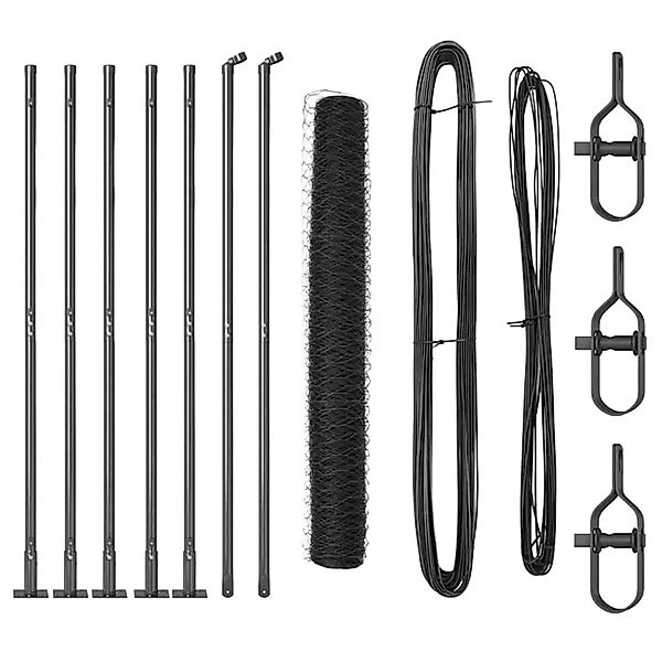 vidaXL Zaunpfosten Grau 10 x 1 m 50 mm Netz Stahl und PVC 3353624 günstig online kaufen