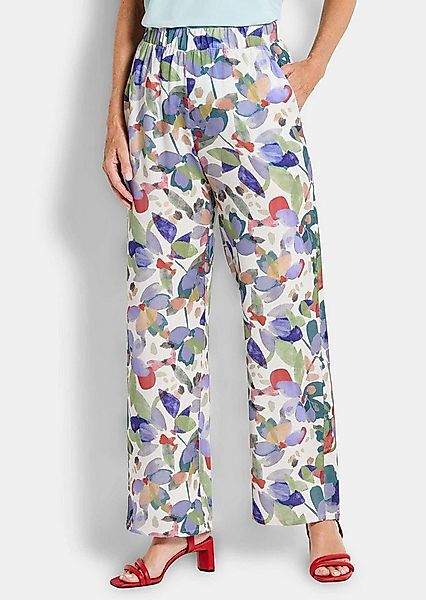 GOLDNER Schlupfhose Schlupfhose mit floralem Print Viskosehose mit Schlupfb günstig online kaufen