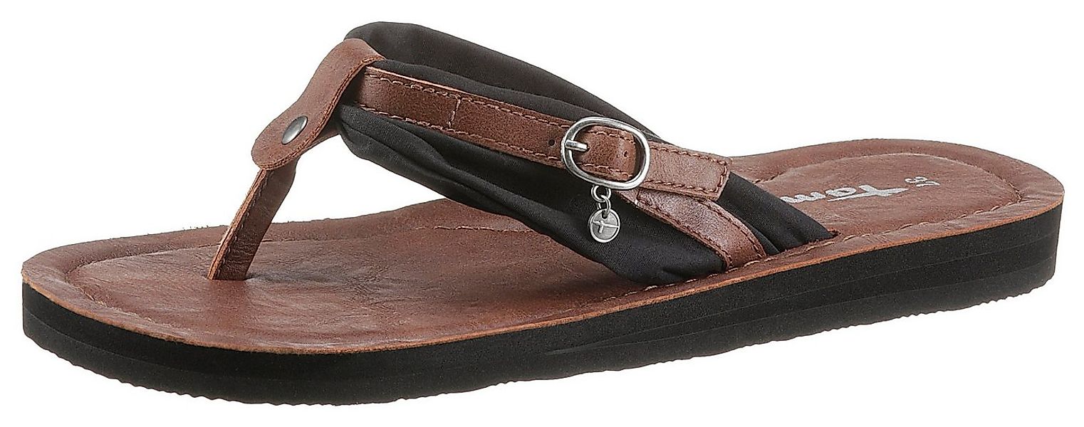 Tamaris AVRIL Zehentrenner, Sommerschuh, Flats, Schlappen mit T-Logoanhänge günstig online kaufen