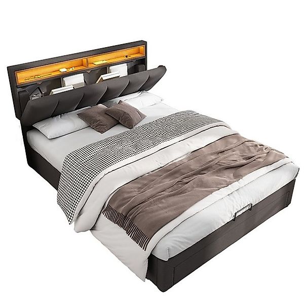 SOFTWEARY Polsterbett mit Lattenrost und LED-Beleuchtung (Doppelbett inkl. günstig online kaufen