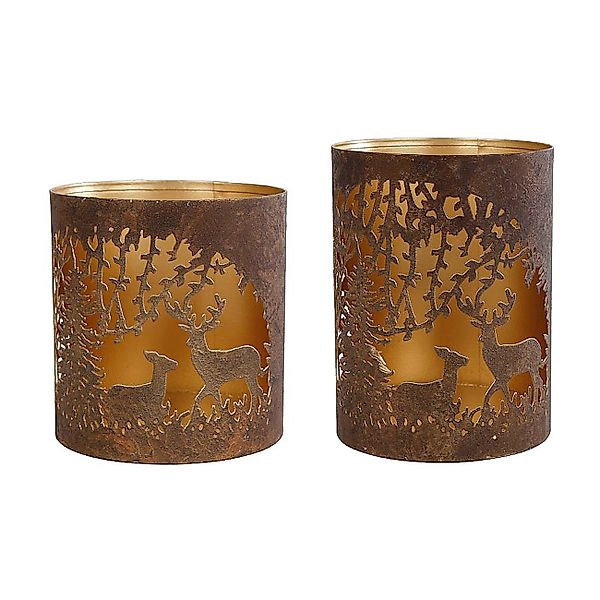 Macosa Home Teelichthalter Hirsch Metall Braun günstig online kaufen