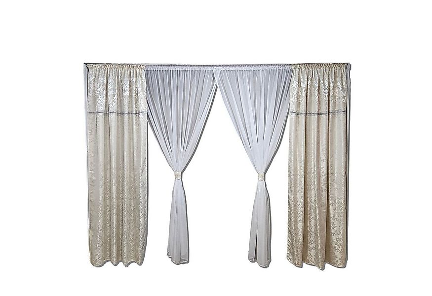 Gardinen by Justyna Verdunkelungsvorhang Vorhang Schal Set Creme Weiß (6 St günstig online kaufen