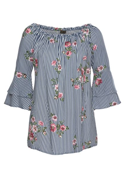 LASCANA Carmenbluse mit modischem Druck, Damenbluse, günstig online kaufen