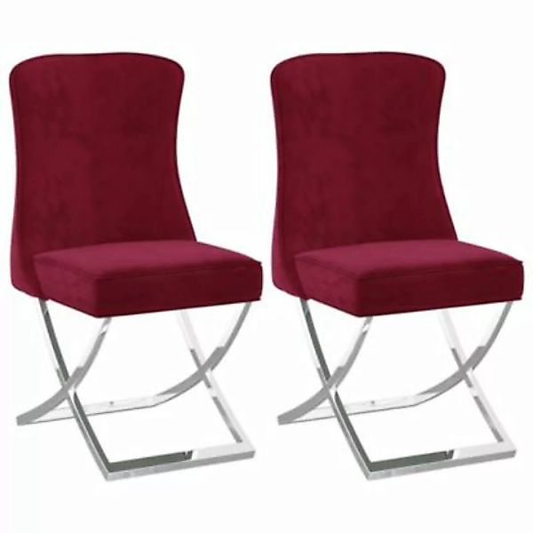vidaXL Esszimmerstühle 2 Stk. Weinrot 53x52x98 cm Samt & Edelstahl Esszimme günstig online kaufen