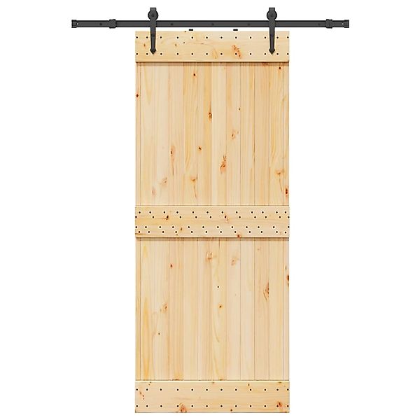 vidaXL Schiebetür mit Beschlag 85x210 cm Massivholz Kiefer 3332690 günstig online kaufen