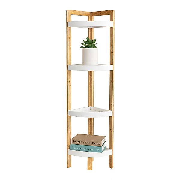 relaxdays Eckregal Bambus Eckregal mit Ablagen, günstig online kaufen
