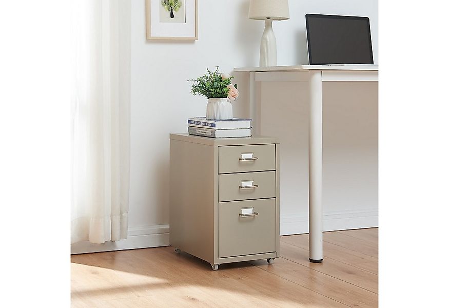 en.casa Rollcontainer, »Kökar« mit 3 Schubladen Bürowagen Kamelfarben günstig online kaufen